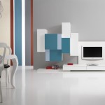 Soggiorni moderni Composizione pixel blu con tv