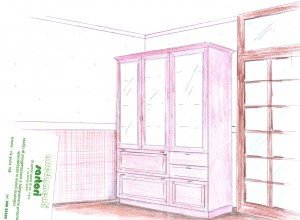Progetto vetrina armadio, variante rossa, colore, disegno