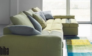 Divano componibile biba salotti, colore verde con cuscini