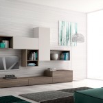 Composizione soggiorno Day, legno marrone e bianco, moderno